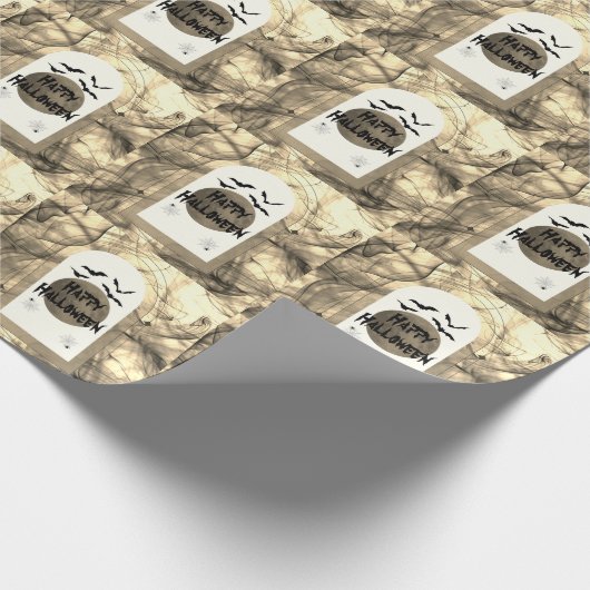 Zwarte vleermuizen Spooky Scary Volle Maan Happy H Cadeaupapier (Hoek)