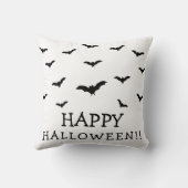 Zwarte vleermuizen & witte cute Halloween-chic Kussen (Achterkant)