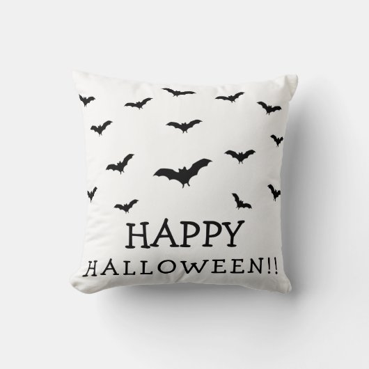 Zwarte vleermuizen & witte cute Halloween-chic Kussen (Voorkant)
