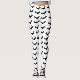 Zwarte vleermuizen Witte Legs Halloween Costume Leggings