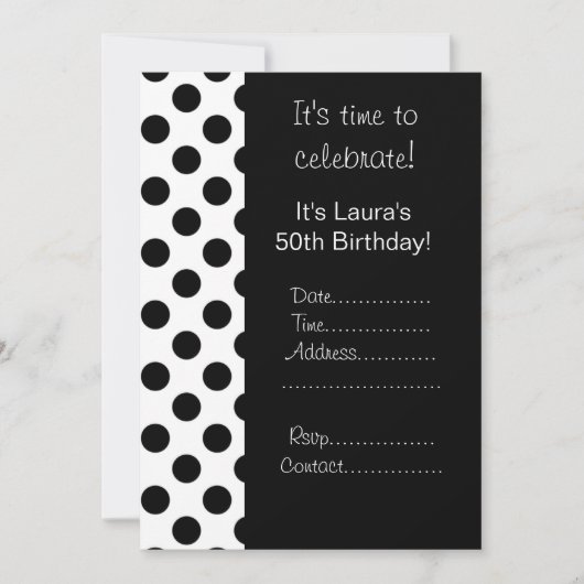 Zwarte vlek 50e verjaardag uitnodiging (Voorkant)