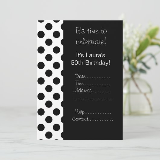 Zwarte vlek 50e verjaardag uitnodiging (Staand voorkant)