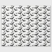 Zwarte vlekken vliegen op witte achtergrond cadeaupapier (Vlak)