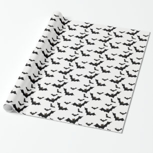 Zwarte vlekken vliegen op witte achtergrond cadeaupapier