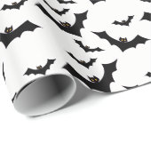 Zwarte vlekken vliegen op witte achtergrond cadeaupapier (Rol Hoek)