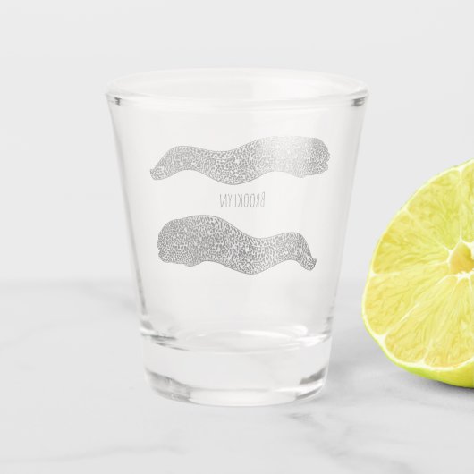 Zwarte vlekvormige cartoon shot glas (Achterkant)