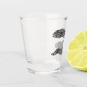 Zwarte vlekvormige cartoon shot glas (Links)