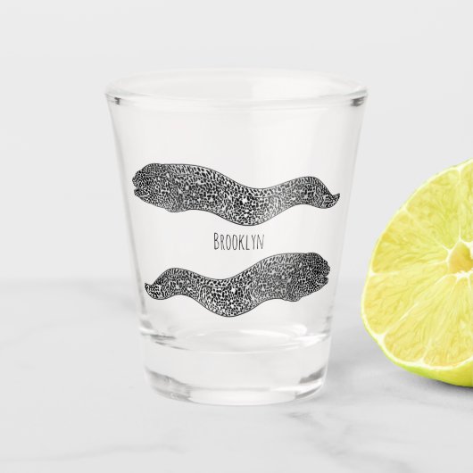 Zwarte vlekvormige cartoon shot glas (Voorkant)