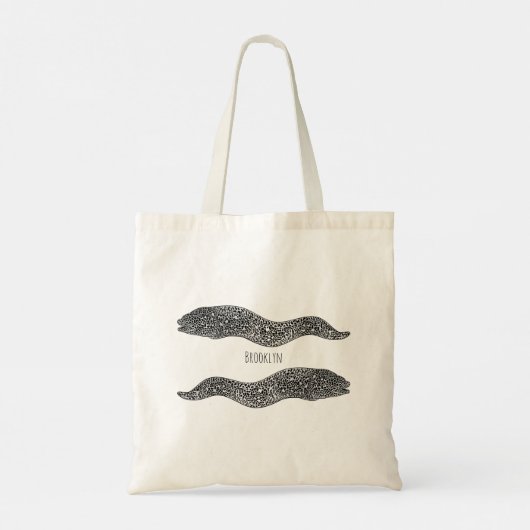 Zwarte vlekvormige cartoon tote bag (Achterkant)
