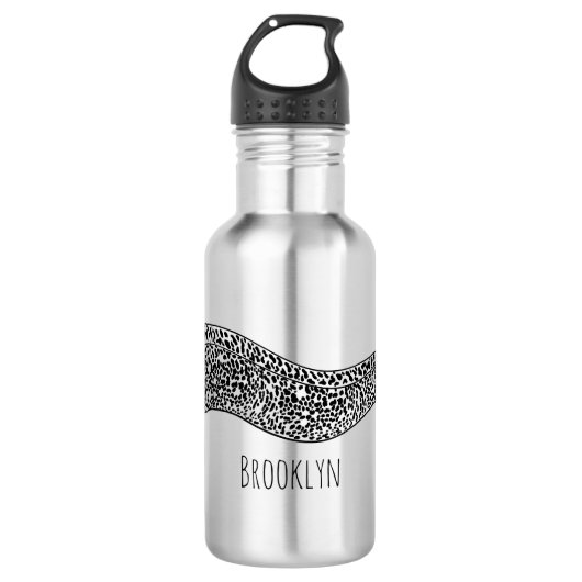 Zwarte vlekvormige cartoon waterfles  (Voorkant)