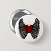 Zwarte Vleugelige Halo Hart Ronde Button 5,7 Cm (Voorkant /achterkant)