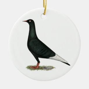 Zwarte vliegduif keramisch ornament