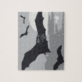  zwarte vliegende vleermuizen legpuzzel (Verticaal)