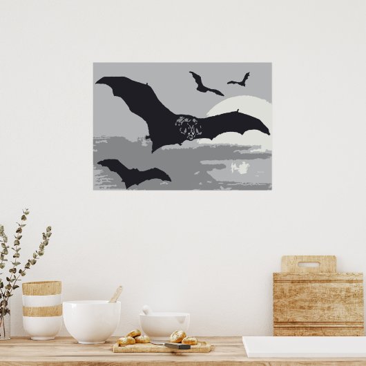  zwarte vliegende vleermuizen poster (Keuken)