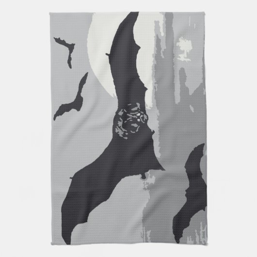  zwarte vliegende vleermuizen theedoek (Verticaal)