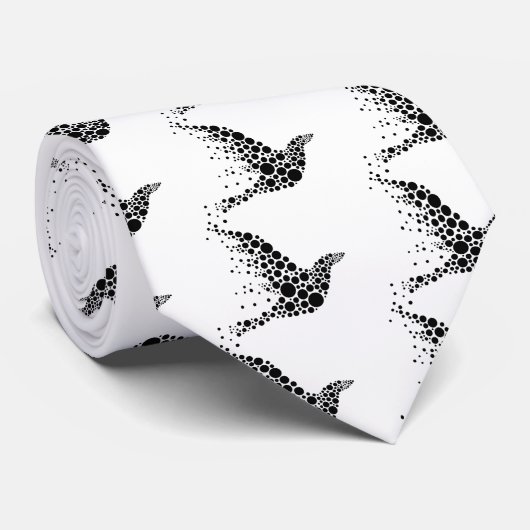 zwarte vliegende vogel stropdas (Opgerold)