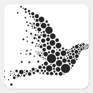 zwarte vliegende vogel vierkante sticker