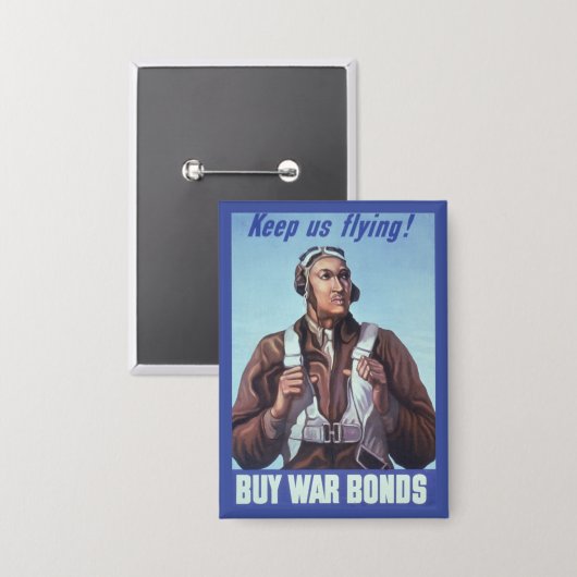 Zwarte vliegeniers: Amerikaanse WO2 militaire geve Button (Voorkant / Achterkant)