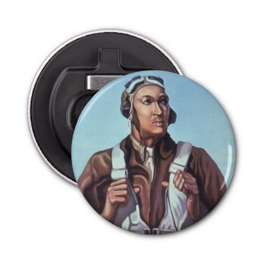 Zwarte vliegeniers: Amerikaanse WO2 militaire geve Button Flesopener (Voorkant)