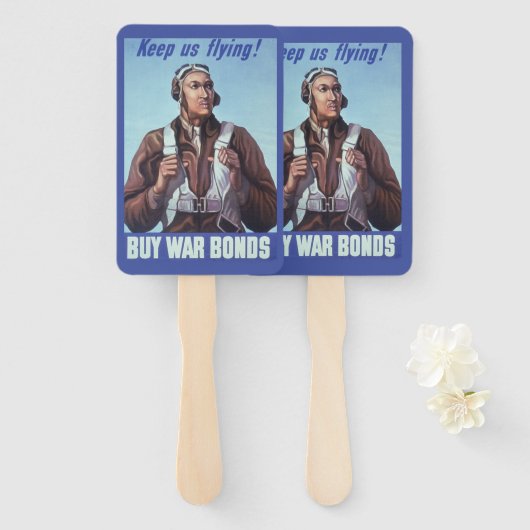 Zwarte vliegeniers: Amerikaanse WO2 militaire geve Handwaaier (Voorkant en achterkant)