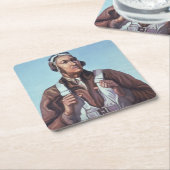 Zwarte vliegeniers: Amerikaanse WO2 militaire geve Kartonnen Onderzetters (Schuin)