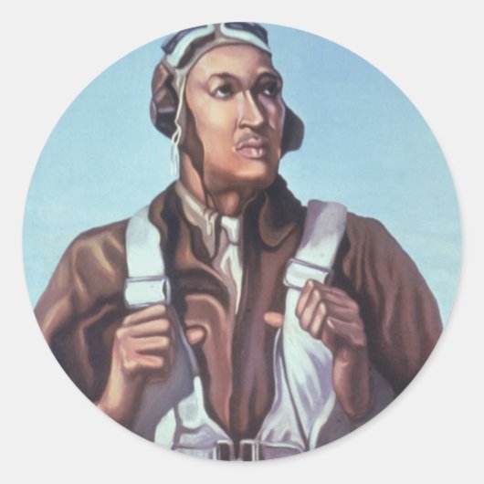 Zwarte vliegeniers: Amerikaanse WO2 militaire geve Ronde Sticker (Voorkant)