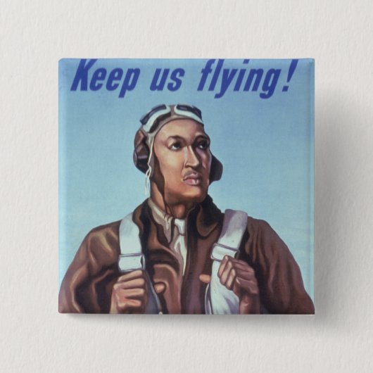 Zwarte vliegeniers: Amerikaanse WO2 militaire geve Vierkante Button 5,1 Cm (Voorkant)