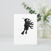 Zwarte vliegrobot briefkaart (Staand voorkant)