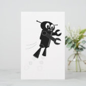 Zwarte vliegrobot briefpapier (Staand voorkant)