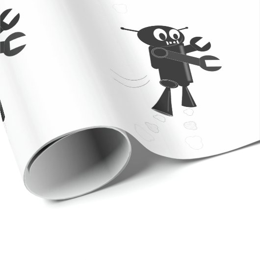 Zwarte vliegrobot cadeaupapier (Rol Hoek)