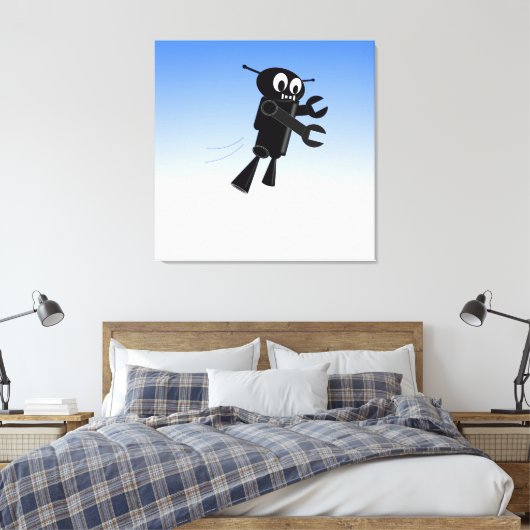 Zwarte vliegrobot canvas afdruk (Insitu (Slaapkamer))