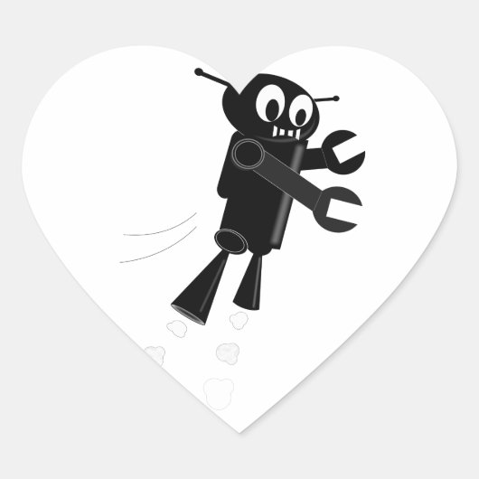 Zwarte vliegrobot hart sticker (Voorkant)