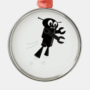 Zwarte vliegrobot metalen ornament