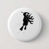 Zwarte vliegrobot ronde button 5,7 cm (Voorkant)