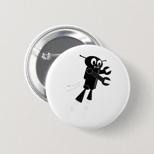 Zwarte vliegrobot ronde button 5,7 cm (Voorkant /achterkant)