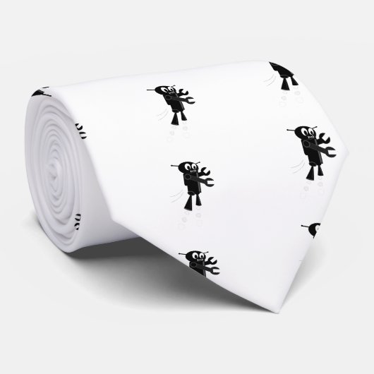 Zwarte vliegrobot stropdas (Opgerold)
