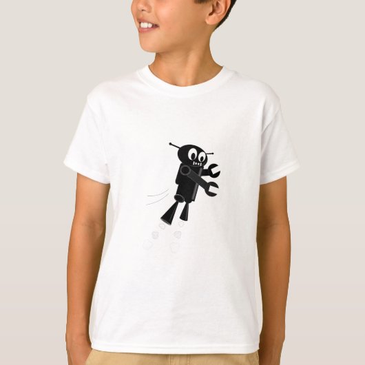 Zwarte vliegrobot t-shirt (Voorkant)