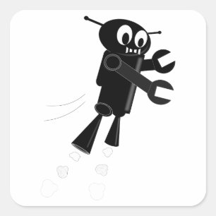 Zwarte vliegrobot vierkante sticker