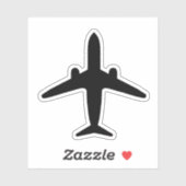 Zwarte vliegtuig silhouette sticker (Vel)
