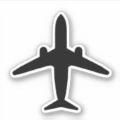 Zwarte vliegtuig silhouette sticker (Voorkant)