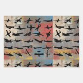 Zwarte vliegtuigsilhouettes inpakpapier vel (Voorkant 3)