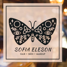 Zwarte Vlinder & Blush Roze Schoonheidssalon Bedri Raamsticker