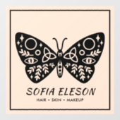 Zwarte Vlinder & Blush Roze Schoonheidssalon Bedri Raamsticker (Vel)