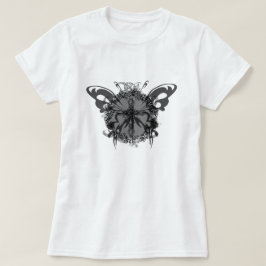 Zwarte Vlinder Cross Dark Flower Lijst Floral T-shirt