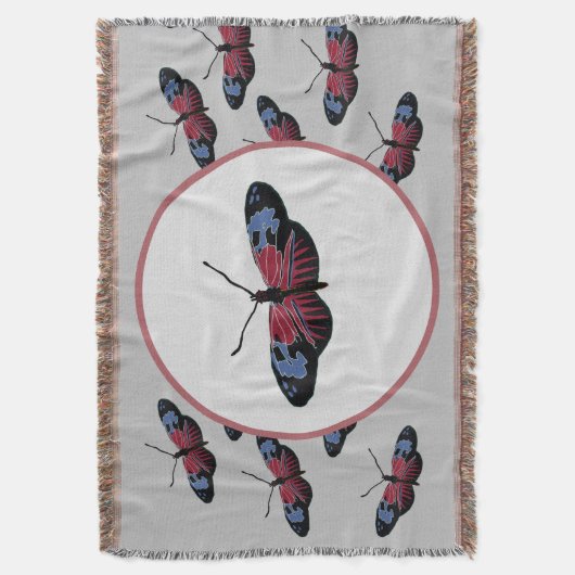 Zwarte vlinder deken (Voorkant Verticaal)