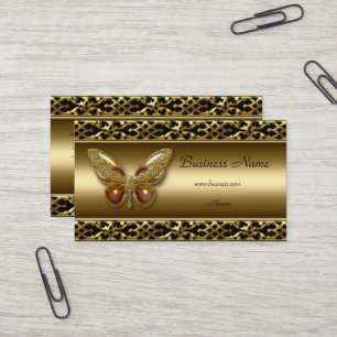 Zwarte Vlinder Elegante Visitekaartje met Gouden R
