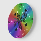 zwarte vlinder en sterren op regenboog grote klok (Hoek)