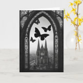 Zwarte vlinder gotische verjaardag kaart (Gele Bloem)