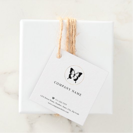 Zwarte vlinder Logo Bedankjes Labels (In situ)