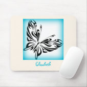 Zwarte vlinder met blauwe rand, speciaal aangepast muismat (Met muis)